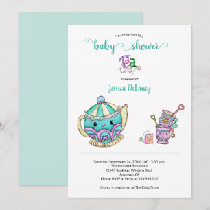 Invitation Baby shower Turquoise pour le thé
