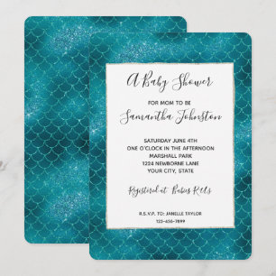 Invitation Baby shower turquoise Sparkle Mermaid