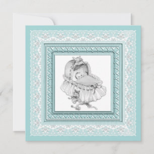 Invitation Baby shower Turquoise vintage