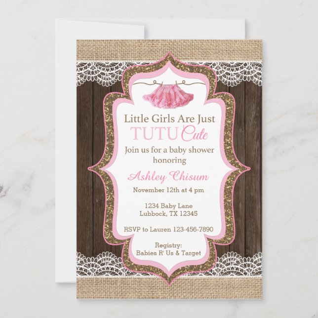 Invitation Baby shower Tutu Cute (Devant)