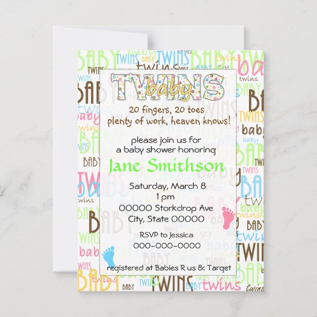 Invitation baby shower Twin (Devant)