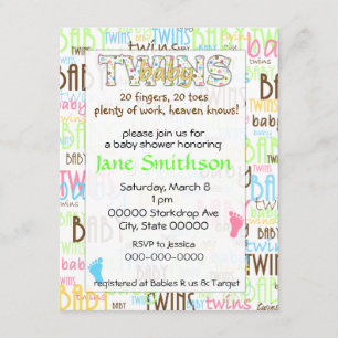 Invitation baby shower Twin