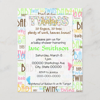 Invitation baby shower Twin