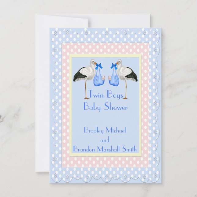Invitation Baby shower Twin Boys (Devant)