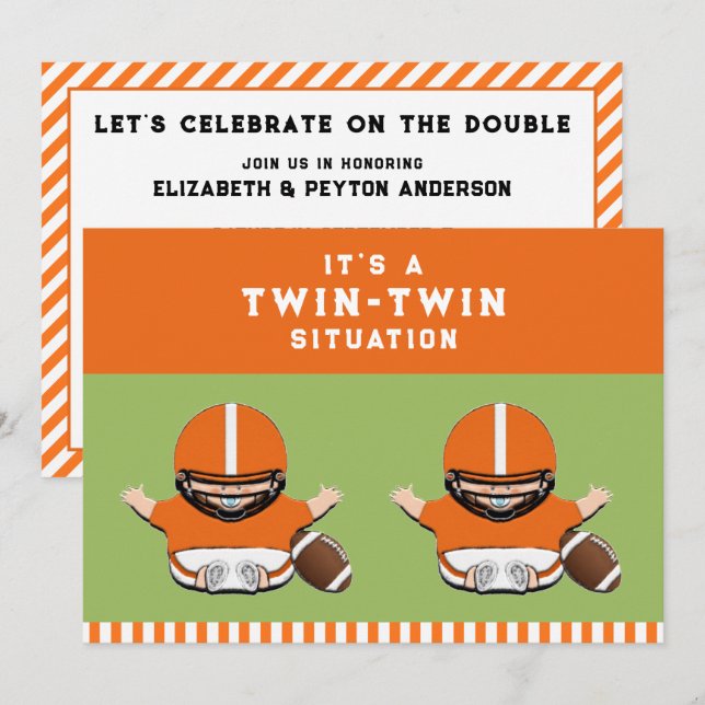 Invitation Baby shower Twin Boys (Devant / Derrière)