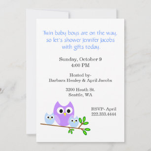 Invitation Baby shower Twin Boys