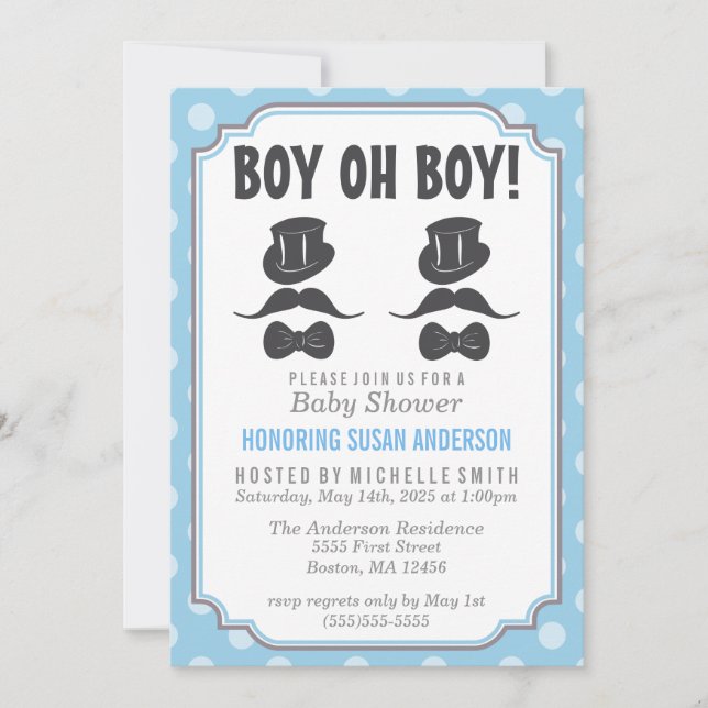 Invitation Baby shower Twin Boys (Devant)