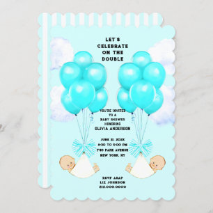 Invitation Baby shower Twin Boys