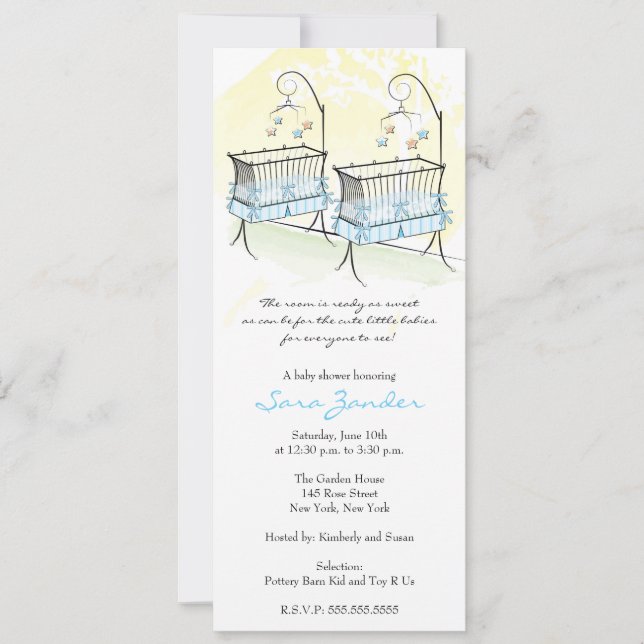 Invitation Baby shower Twin Boys - Bébés (Devant)