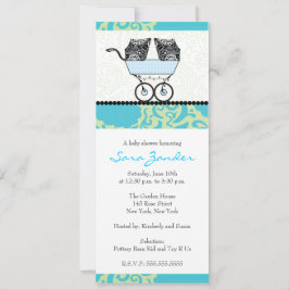 Invitation Baby shower Twin Boys - Transport de bé