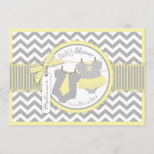 Invitation Baby shower Twin Cravate Tutu Chevron