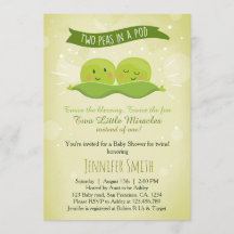 Invitation Baby shower Twin Deux Pois Dans Une Poi