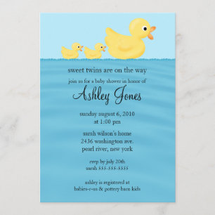 Invitation Baby shower Twin Duck
