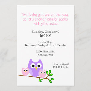 Invitation Baby shower Twin Girls