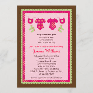 Invitation Baby shower Twin Girls