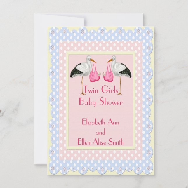 Invitation Baby shower Twin Girls (Devant)
