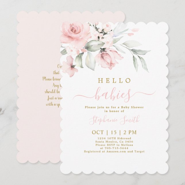 Invitation Baby shower Twin Girls (Devant / Derrière)