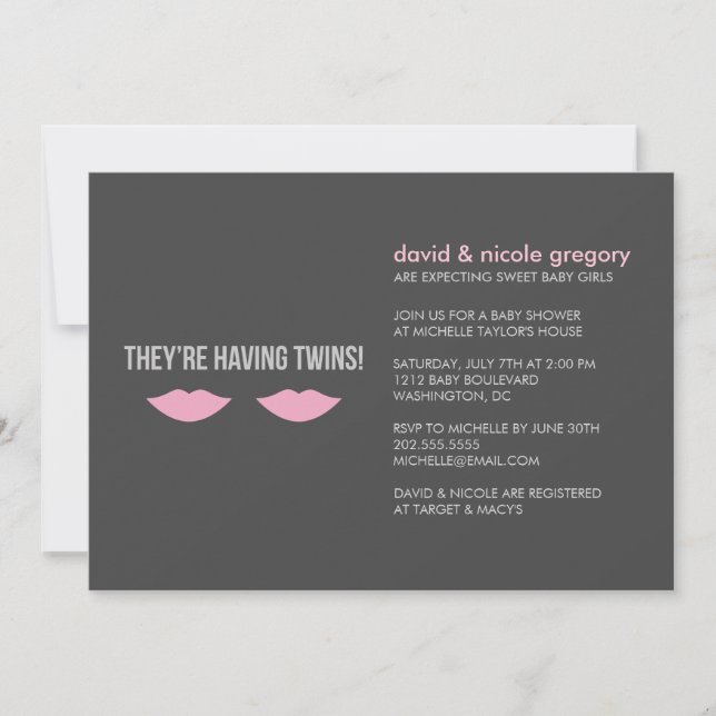 Invitation Baby shower Twin Girls (Devant)