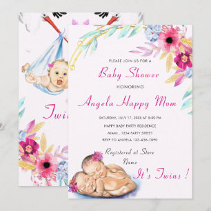 Invitation Baby shower Twin Girls - Couleur person