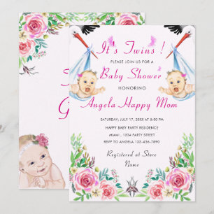 Invitation Baby shower Twin Girls - Vos couleurs