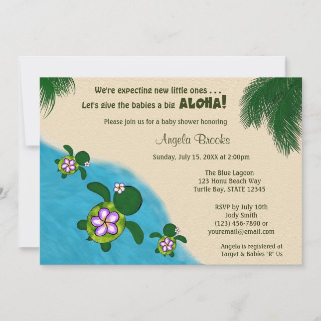 Invitation Baby shower TWIN (Honu) 04C (Devant)