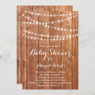 Invitation Baby shower Twinkle Lights - chêne