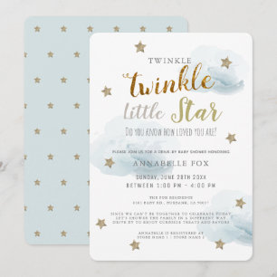 Invitation Baby shower Twinkle Little Star Blue Boy Drive-by