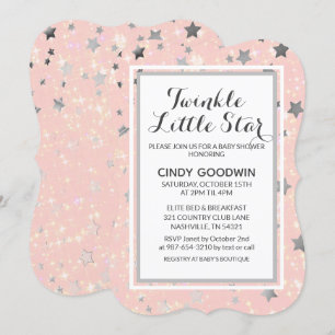 Invitation Baby shower Twinkle Little Star Blush Rose Girls