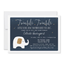 Invitation Baby shower Twinkle Little Star Elephan