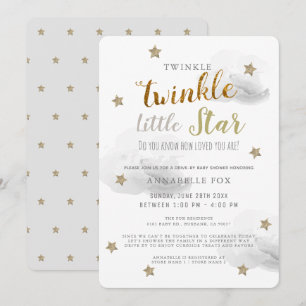 Invitation Baby shower Twinkle Little Star Grey Drive-by