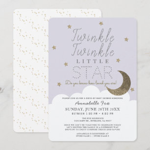 Invitation Baby shower Twinkle Little Star Lilac Drive-by