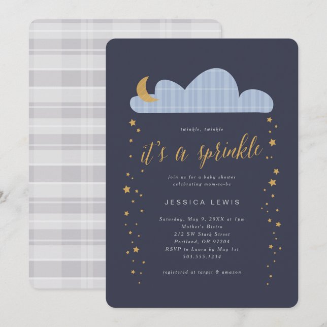 Invitation Baby shower Twinkle Twilight (Devant / Derrière)