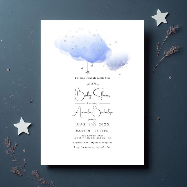 Invitation baby shower "Twinkle Twinkle Little Star" ("Twinkle Twinkle Little Star" Baby Shower Invitation)