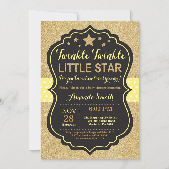 Invitation Baby shower Twinkle Twinkle Little Star (Devant)