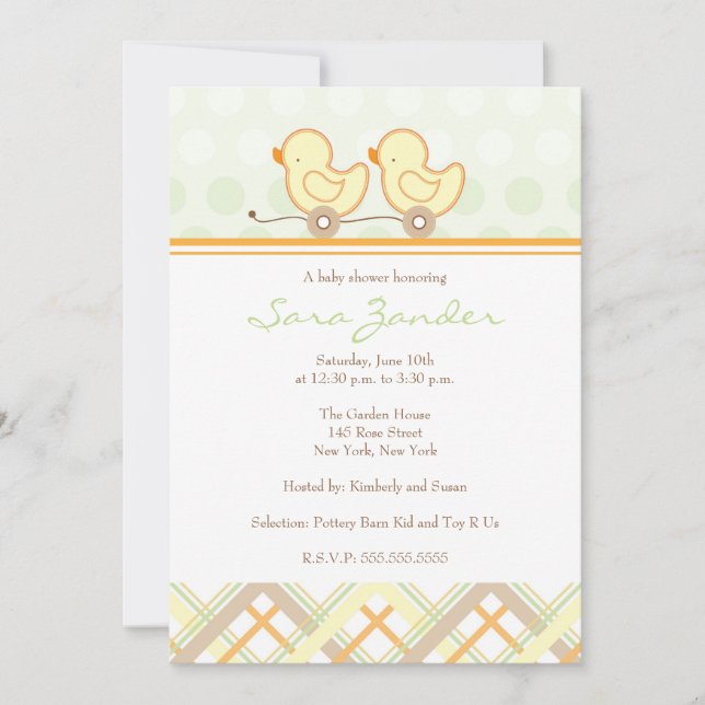 Invitation baby shower - Twins (Devant)