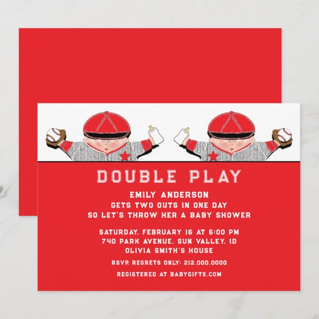 Invitation Baby shower Twins (Devant / Derrière)