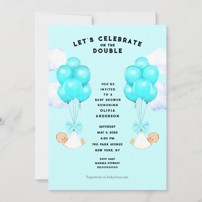 Invitation Baby shower Twins (Devant)