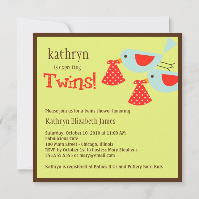 Invitation Baby shower Twins (Devant)