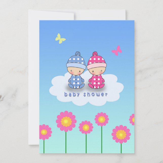 Invitation Baby shower Twins (Devant)