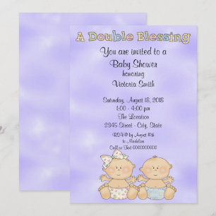 Invitation Baby shower Twins Boy Girl