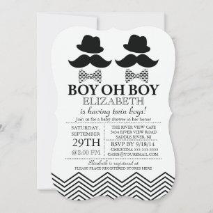 Invitation Baby shower TWINS de Little Man Mustache