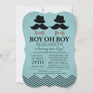 Invitation Baby shower TWINS de Little Man Mustache