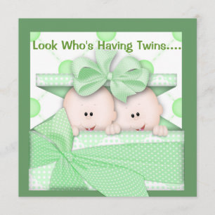 INVITATION BABY SHOWER TWINS NEUTRE