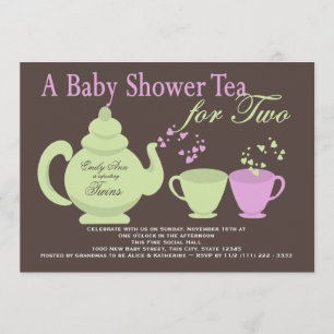 Invitation Baby shower Twins Tea Party