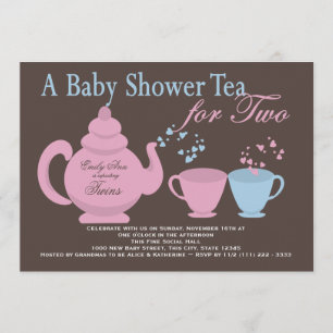 Invitation Baby shower Twins Tea Party