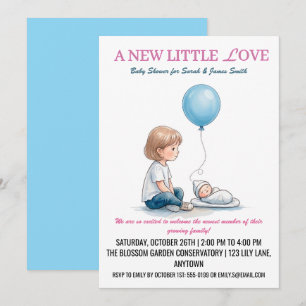 Invitation Baby Shower Un Nouvel Amour (Frère et Sœur)