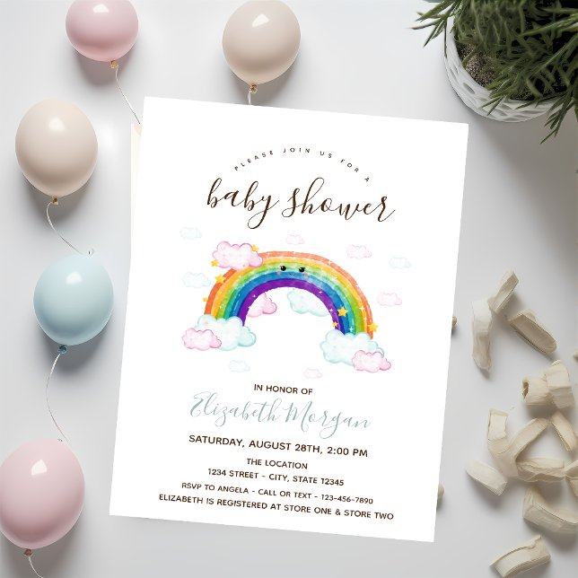 Invitation Baby shower Unicorn Rainbow Stripes (Créateur téléchargé)