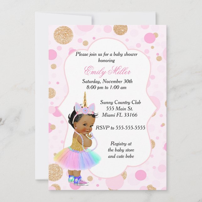 Invitation Baby shower Unicorn Vintage 3 (Devant)