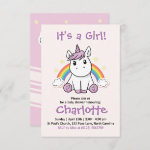 Invitation Baby shower Unicorne