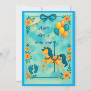 Invitation Baby shower Unicorne Whimsical